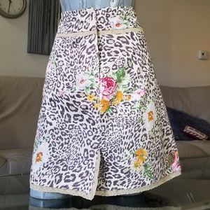 Floral Color Pop Leopard Print Statement Skirt